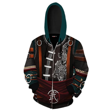 Mortal Kombat Kung Lao Sudadera Estampada con Cremallera para Adultos Unisex